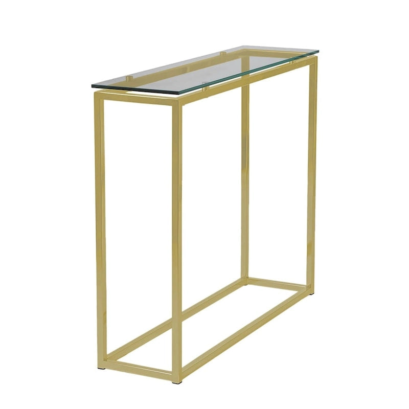Mesa Consola Trineo de Cromo con Vidrio Templado Transparente / Negro / Dorado