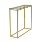 Mesa Consola Trineo de Cromo con Vidrio Templado Transparente / Negro / Dorado