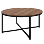 Mesa de centro redonda marrón/natural, metal y madera, 1 persona