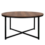 Mesa de centro redonda marrón/natural, metal y madera, 1 persona