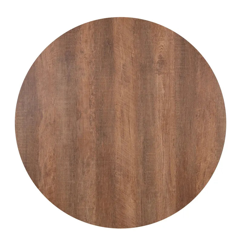 Mesa de centro redonda marrón/natural, metal y madera, 1 persona