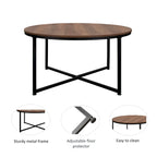 Mesa de centro redonda marrón/natural, metal y madera, 1 persona