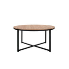 Mesa de centro redonda marrón/natural, metal y madera, 1 persona