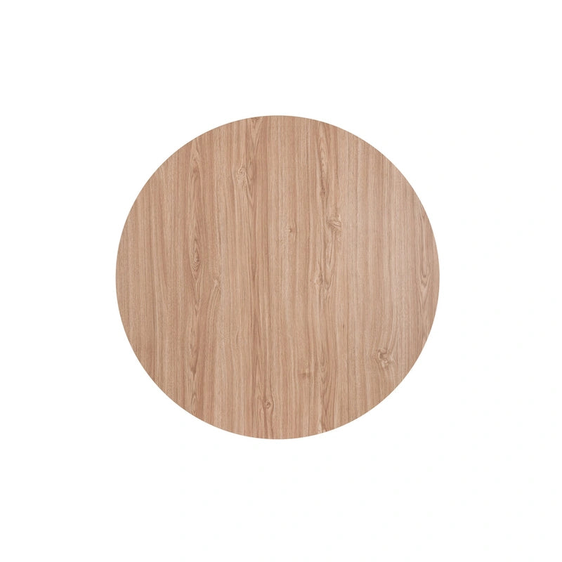 Mesa de centro redonda marrón/natural, metal y madera, 1 persona