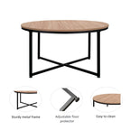 Mesa de centro redonda marrón/natural, metal y madera, 1 persona