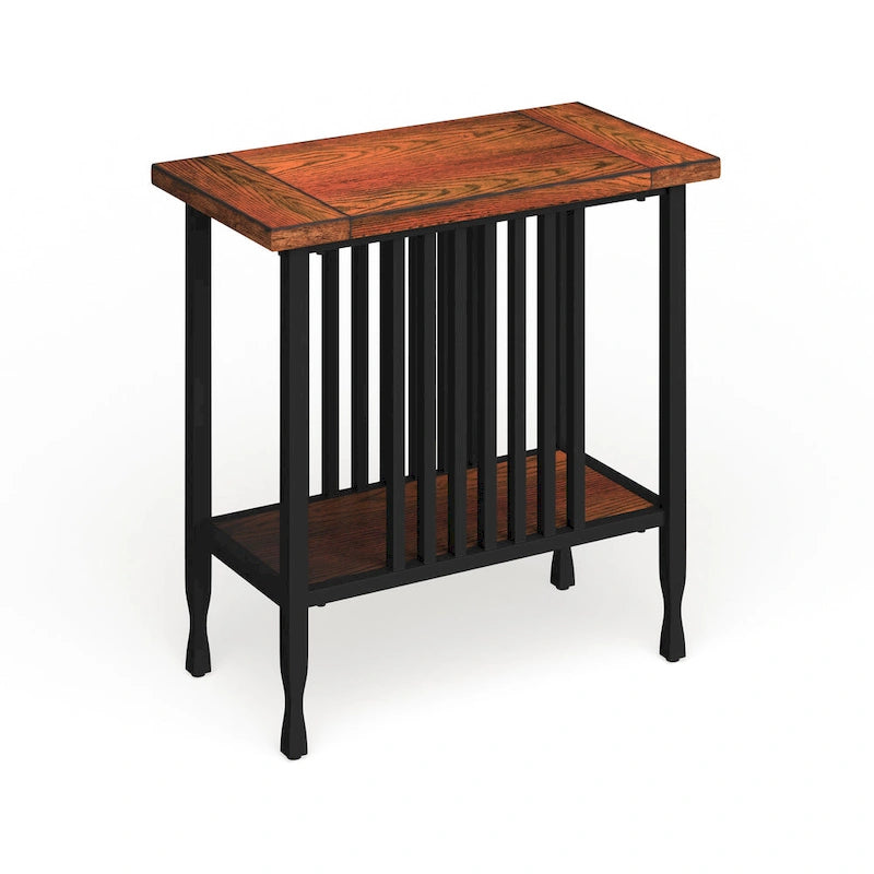 Mesa Auxiliar Estrecha Marrón/Negro y Negro Lavado, Mesa Auxiliar Individual