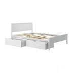 Cama de matrimonio blanca/arcilla con cabecero de paneles y cajones de almacenamiento, para 2 personas