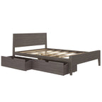 Cama de matrimonio blanca/arcilla con cabecero de paneles y cajones de almacenamiento, para 2 personas