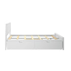 Cama de matrimonio blanca/arcilla con cabecero de paneles y cajones de almacenamiento, para 2 personas