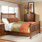 Cama de perfil bajo Mission de roble macizo de Brown – King / Queen