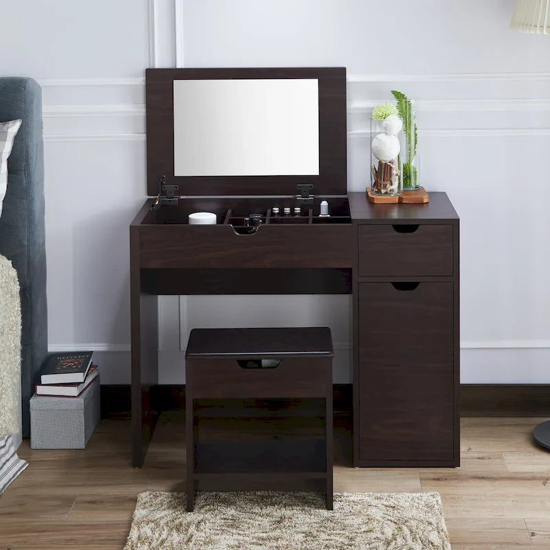 Mueble de baño con lavabo y taburete DH BASIC Modern Walnut 36 de Denhour