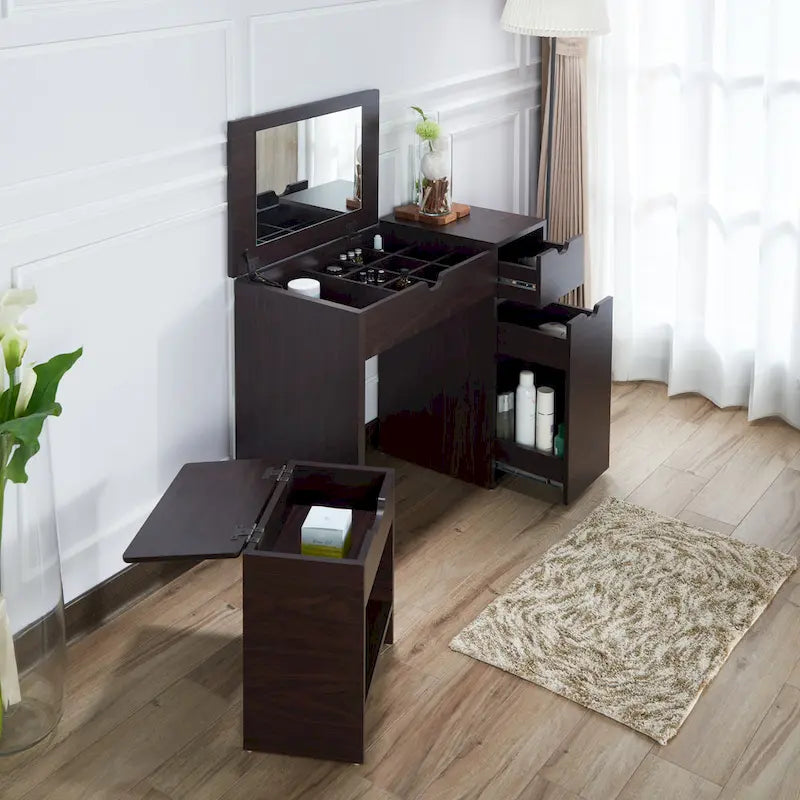 Mueble de baño con lavabo y taburete DH BASIC Modern Walnut 36 de Denhour