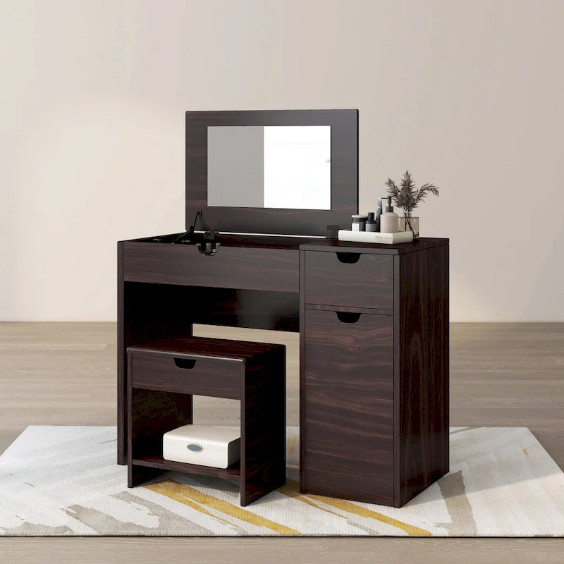 Mueble de baño con lavabo y taburete DH BASIC Modern Walnut 36 de Denhour