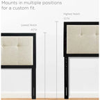 Cabecero tapizado capitoné king size beige - Marco de madera negra