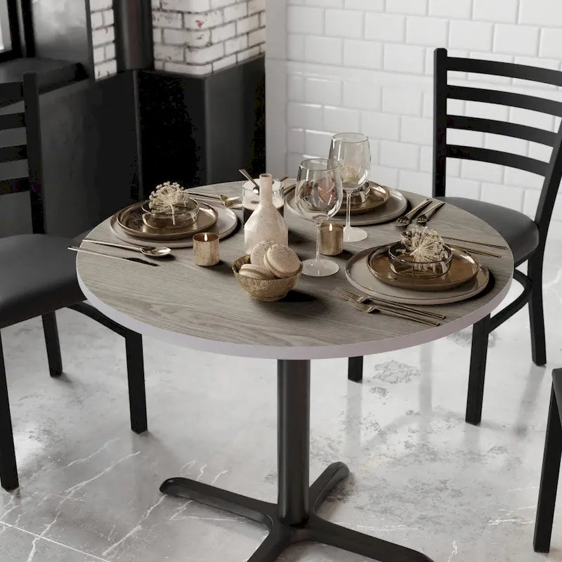 Tablero de mesa redondo de 36 pulgadas con cubierta laminada reversible