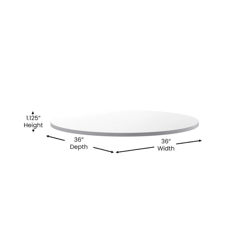 Tablero de mesa redondo de 36 pulgadas con cubierta laminada reversible