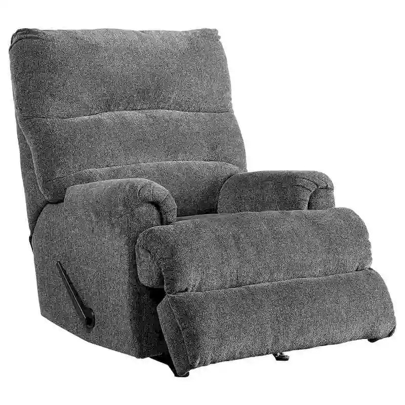 Mecedora reclinable manual con tela y palanca, gris