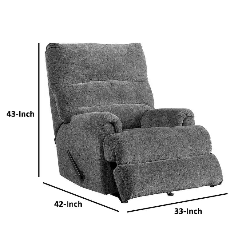 Mecedora reclinable manual con tela y palanca, gris