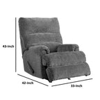 Mecedora reclinable manual con tela y palanca, gris