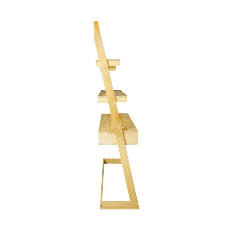 Escritorio tipo escalera bicolor blanco natural con cajón, para 1 persona