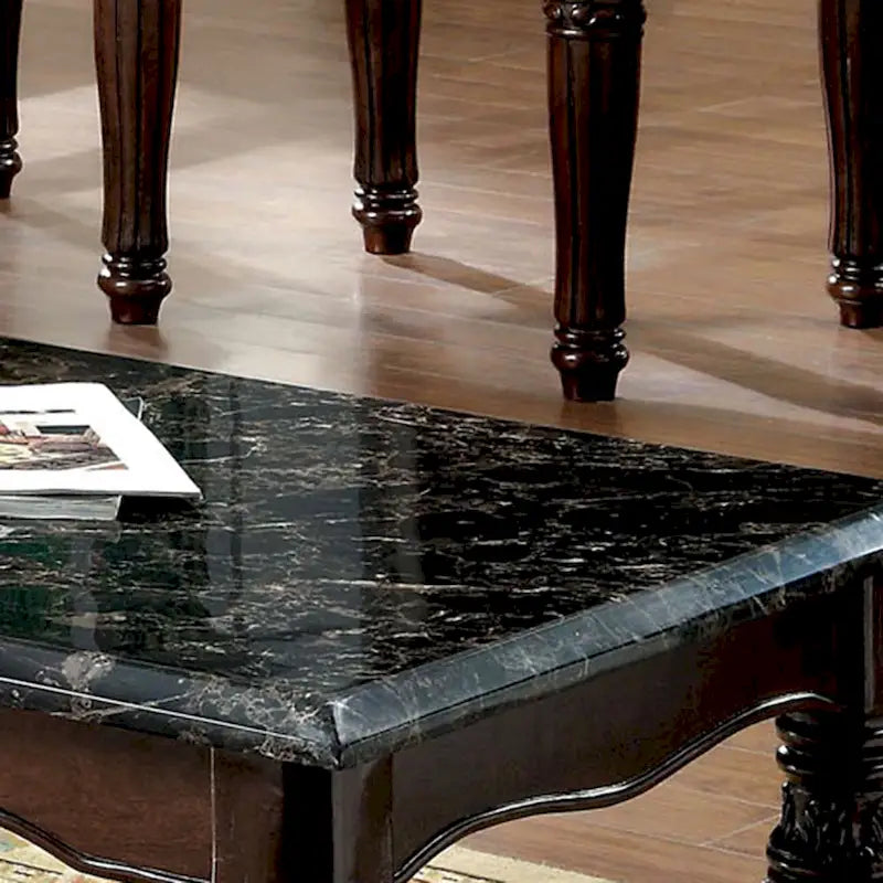 Juego de mesa de centro y mesas auxiliares Haia tradicionales de madera de espresso de 3 piezas de Furniture of America