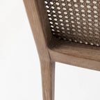 Silla de comedor sin brazos Clara con asiento crema y madera marrón claro