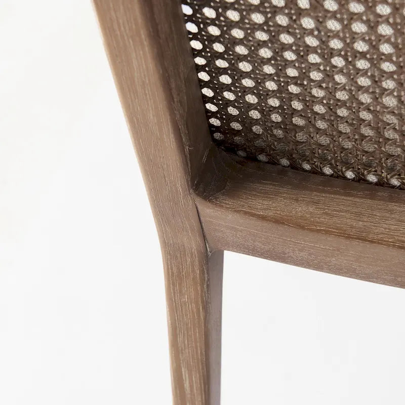 Silla de comedor sin brazos Clara con asiento crema y madera marrón claro