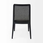 Silla de comedor sin brazos Clara con asiento crema y madera marrón claro
