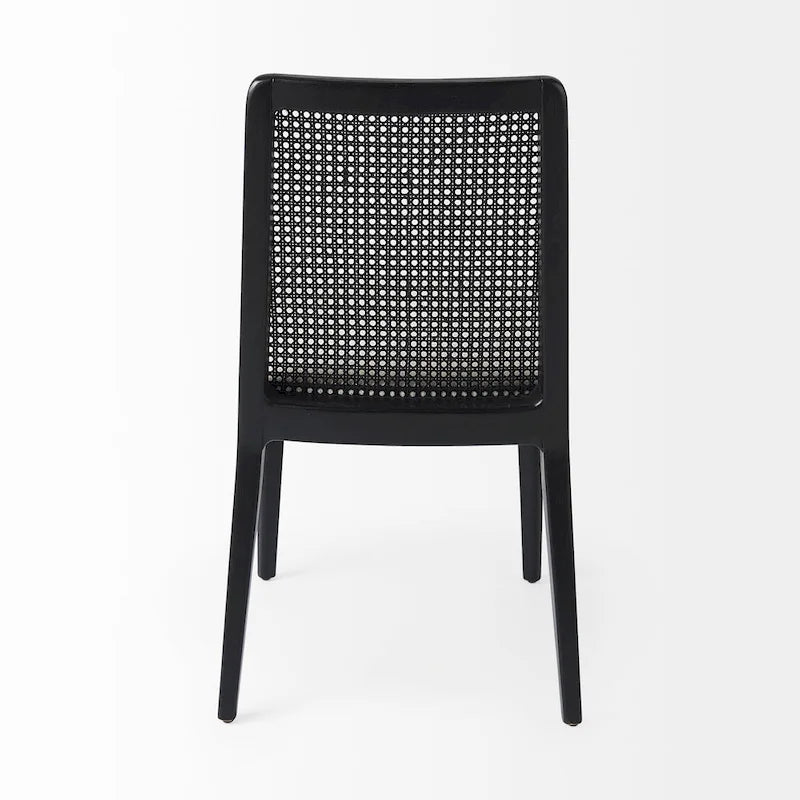 Silla de comedor sin brazos Clara con asiento crema y madera marrón claro