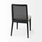 Silla de comedor sin brazos Clara con asiento crema y madera marrón claro
