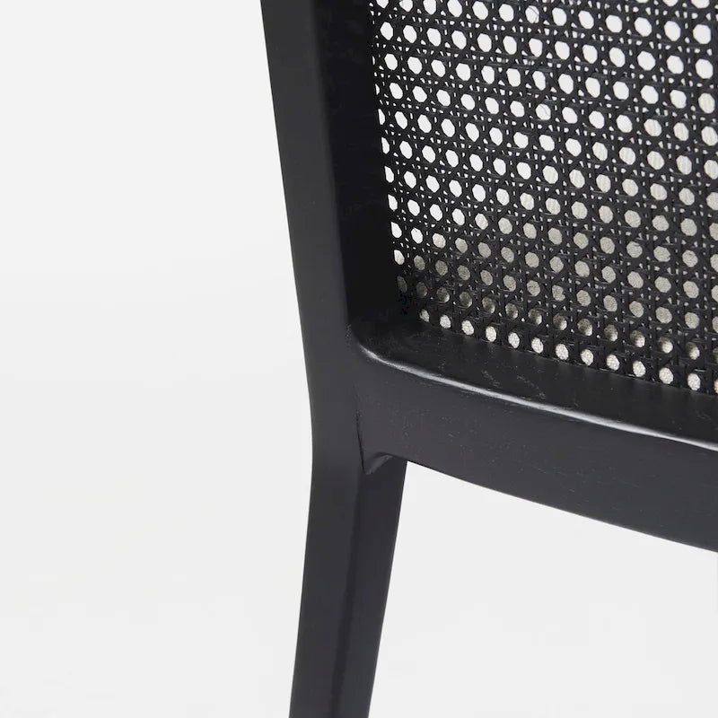Silla de comedor sin brazos Clara con asiento crema y madera marrón claro