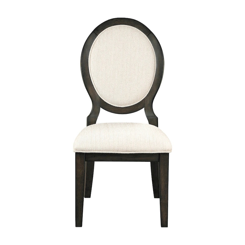 Sillas de comedor tapizadas Annabelle Dark Cocoa and Cream (juego de 8)