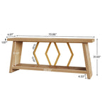 Mesa de sofá consola marrón de 70.9" con estantes de almacenamiento