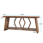 Mesa de sofá consola marrón de 70.9" con estantes de almacenamiento