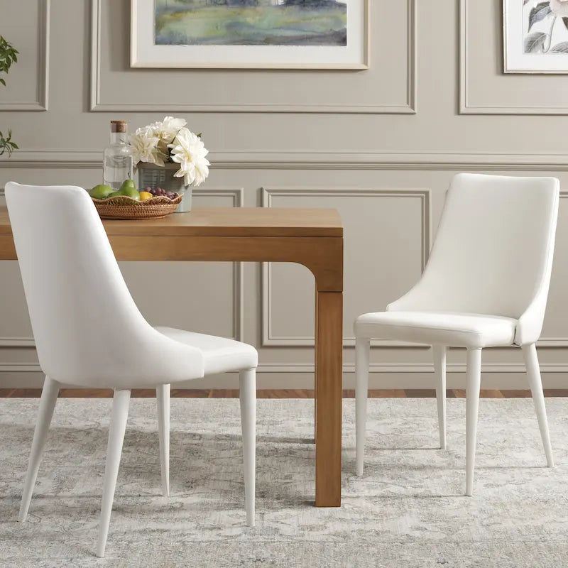 SAFAVIEH Socorro Silla de Comedor Blanca de Mediados de Siglo Moderna (Juego de 2) - 23.6 x 19.6 x 35.5 - 24W x 20D x 36H