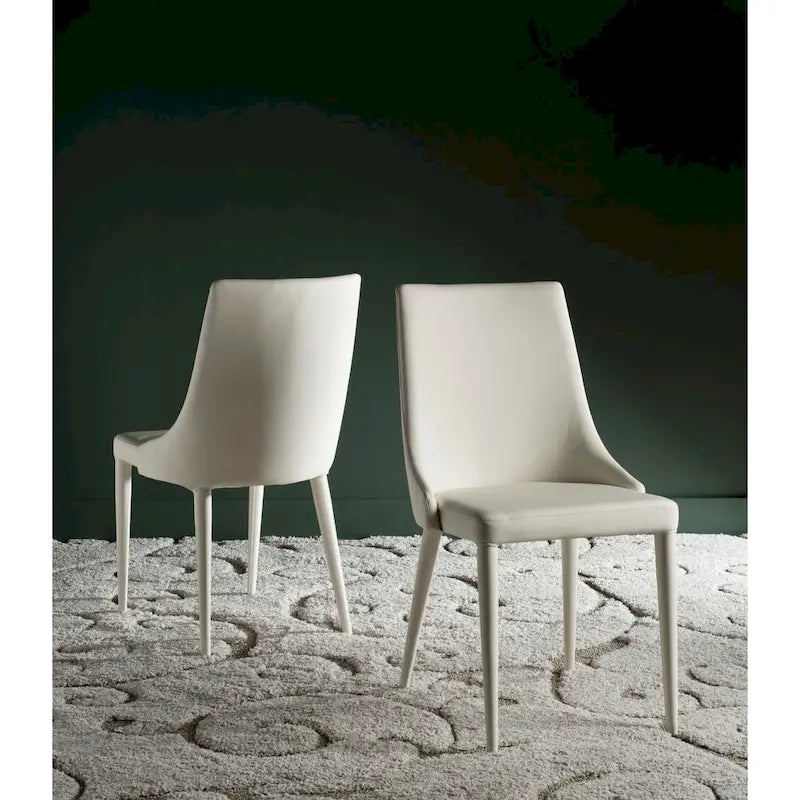 SAFAVIEH Socorro Silla de Comedor Blanca de Mediados de Siglo Moderna (Juego de 2) - 23.6 x 19.6 x 35.5 - 24W x 20D x 36H