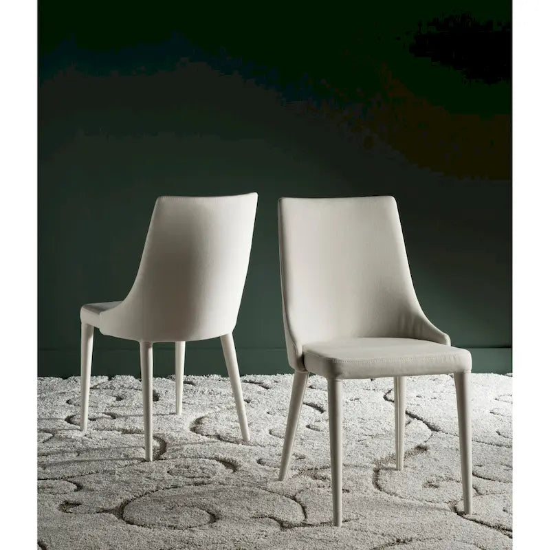 SAFAVIEH Socorro Silla de Comedor Blanca de Mediados de Siglo Moderna (Juego de 2) - 23.6 x 19.6 x 35.5 - 24W x 20D x 36H