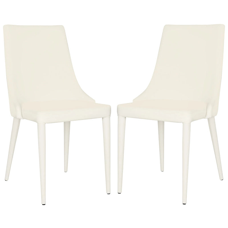 SAFAVIEH Socorro Silla de Comedor Blanca de Mediados de Siglo Moderna (Juego de 2) - 23.6 x 19.6 x 35.5 - 24W x 20D x 36H