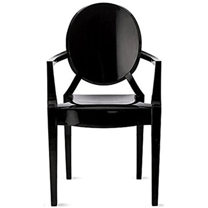 Sillón apilable transparente negro con brazos – 1 persona