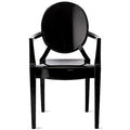 Sillón apilable transparente negro con brazos – 1 persona