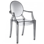 Sillón apilable transparente negro con brazos – 1 persona