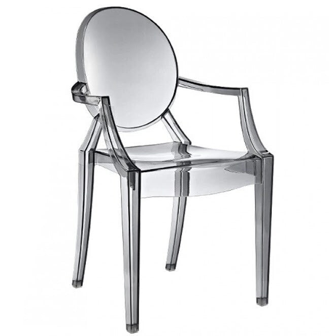 Sillón apilable transparente negro con brazos – 1 persona
