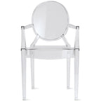 Sillón apilable transparente negro con brazos – 1 persona