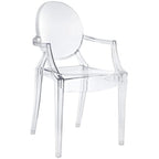 Sillón apilable transparente negro con brazos – 1 persona