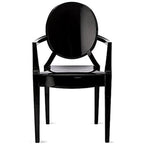 Sillón apilable transparente negro con brazos – 1 persona