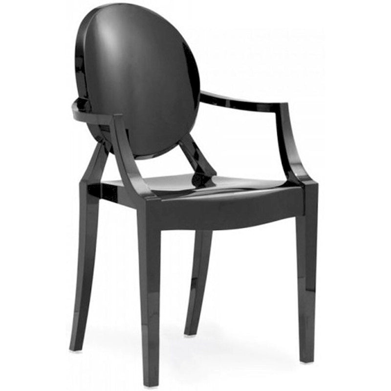 Sillón apilable transparente negro con brazos – 1 persona