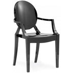 Sillón apilable transparente negro con brazos – 1 persona