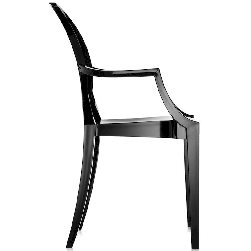 Sillón apilable transparente negro con brazos – 1 persona