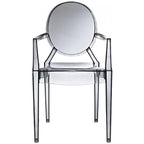Sillón apilable transparente negro con brazos – 1 persona