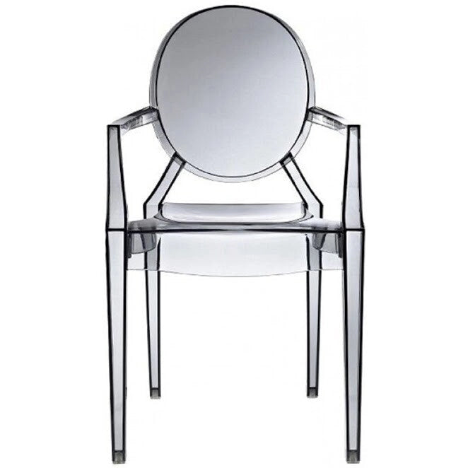 Sillón apilable transparente negro con brazos – 1 persona